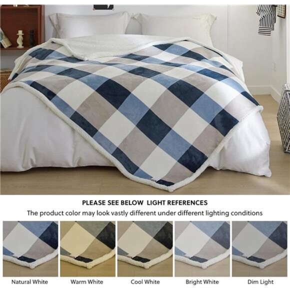Sherpa Fleece Throw Blanket 60" x 80" Reversible Plush Fluffy Large Big Blanket - Picture 6 of 7